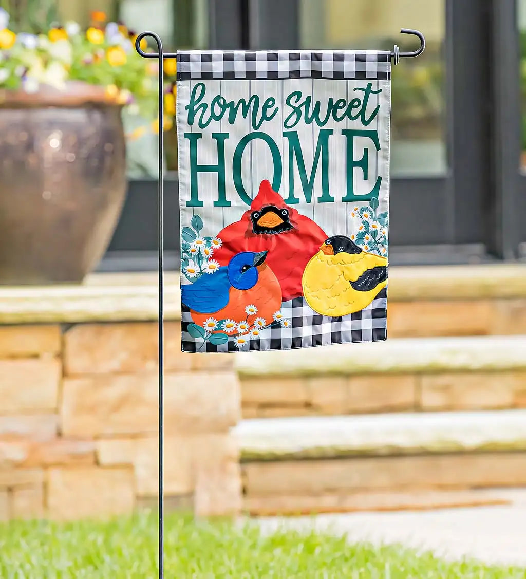 Portly Birds Garden Applique Flag