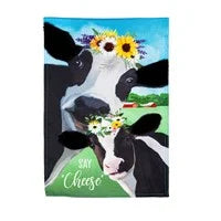 Say Cheese Cows Garden Burlap Flag