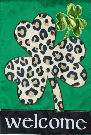 Animal Print Shamrock St Patrick's Day flag
