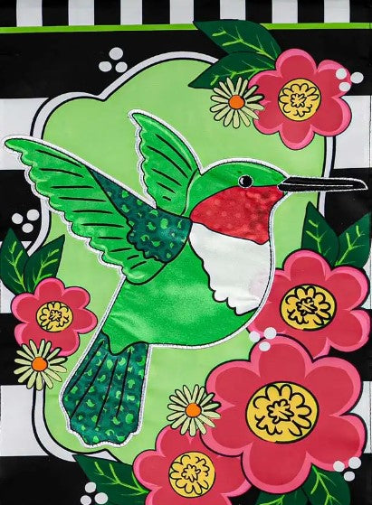 Spring Hummingbird House Applique Flag