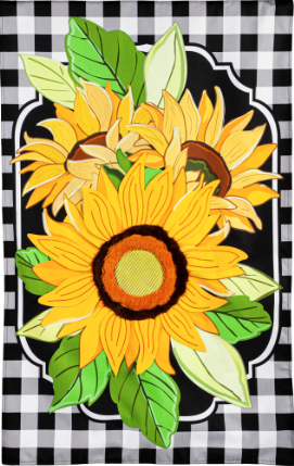 Sunflowers and Checks House Linen Flag