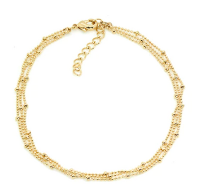 Triple Chain Anklet Gold-Tone or Silver-Tone