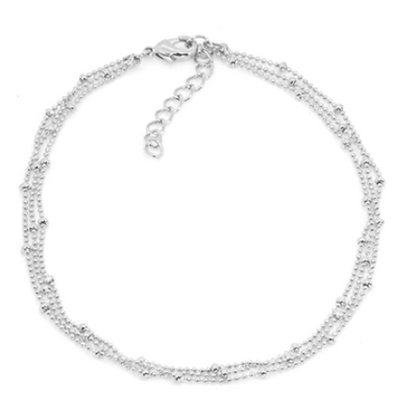 Triple Chain Anklet Gold-Tone or Silver-Tone