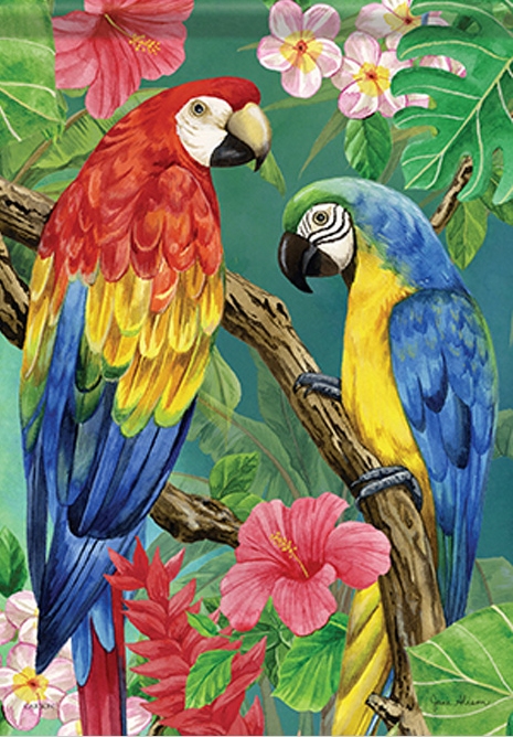 Tropical Parrots Dura Soft™ Garden Flag