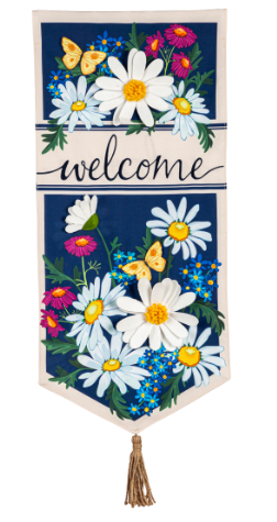 Welcome Daisies and Butterflies Everlasting Impressions Textile Décor